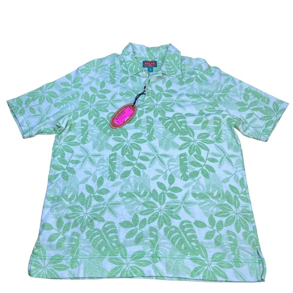 NWT Tommy Bahama Men’s Patterned Polo‎ Size Medium Green - Picture 1 of 7